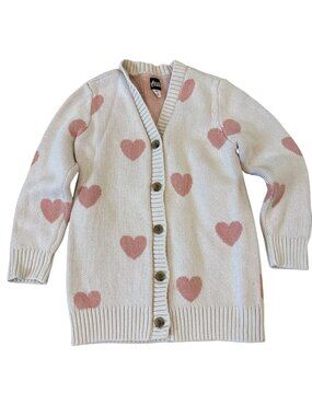 Tea Collection Girls 4-5 Heart Patterned Button-Up Cardigan Sweater